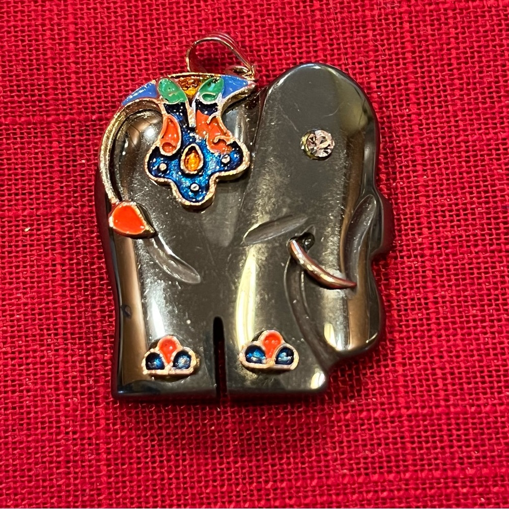 Adorable Hematite Elephant Pendant